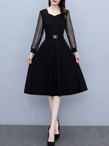 Women's fashionable and fashionable lace long sleeve slim dress