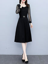 Women's fashionable and fashionable lace long sleeve slim dress