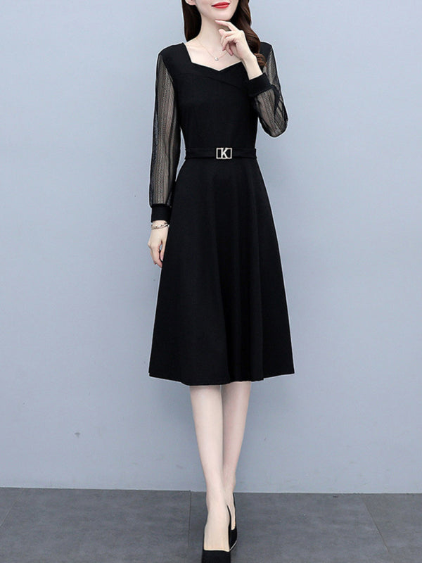 Women's fashionable and fashionable lace long sleeve slim dress
