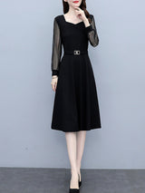 Women's fashionable and fashionable lace long sleeve slim dress