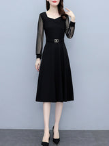 Women's fashionable and fashionable lace long sleeve slim dress