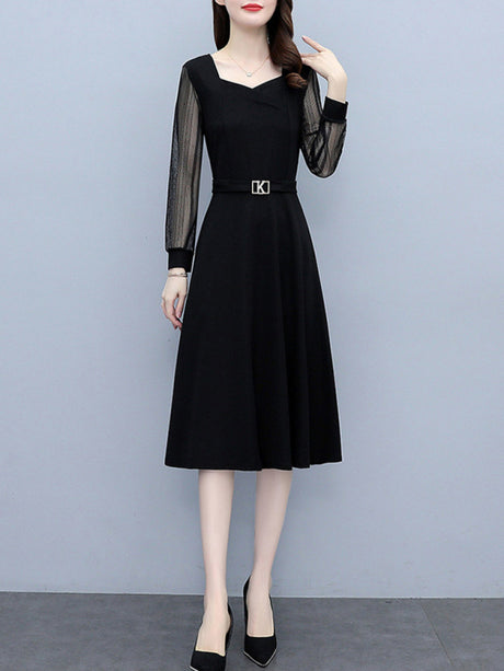 Women's fashionable and fashionable lace long sleeve slim dress