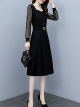 Women's fashionable and fashionable lace long sleeve slim dress