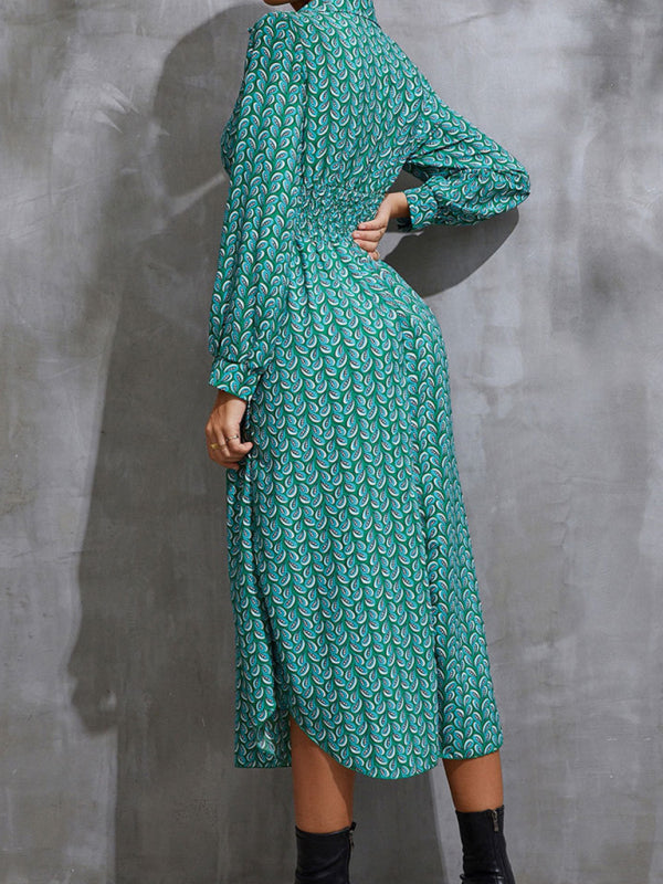 Women’s Colorful Printed Collared Buttondown Maxi Dress
