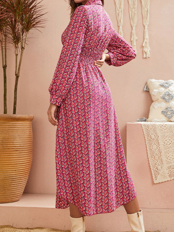 Women’s Colorful Printed Collared Buttondown Maxi Dress