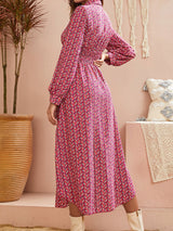 Women’s Colorful Printed Collared Buttondown Maxi Dress