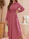 Women’s Colorful Printed Collared Buttondown Maxi Dress