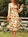 Women's Long Sleeve V-Neck Sexy Floral Dress