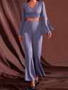 Women’s Wide Bell Bottom Sleeve And Pant Leg Matching Yoga And Lounge Set