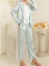 Women’s Casual Blazer Pocket Straight Leg Pantsuit