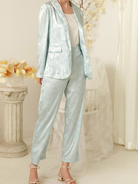 Women’s Casual Blazer Pocket Straight Leg Pantsuit