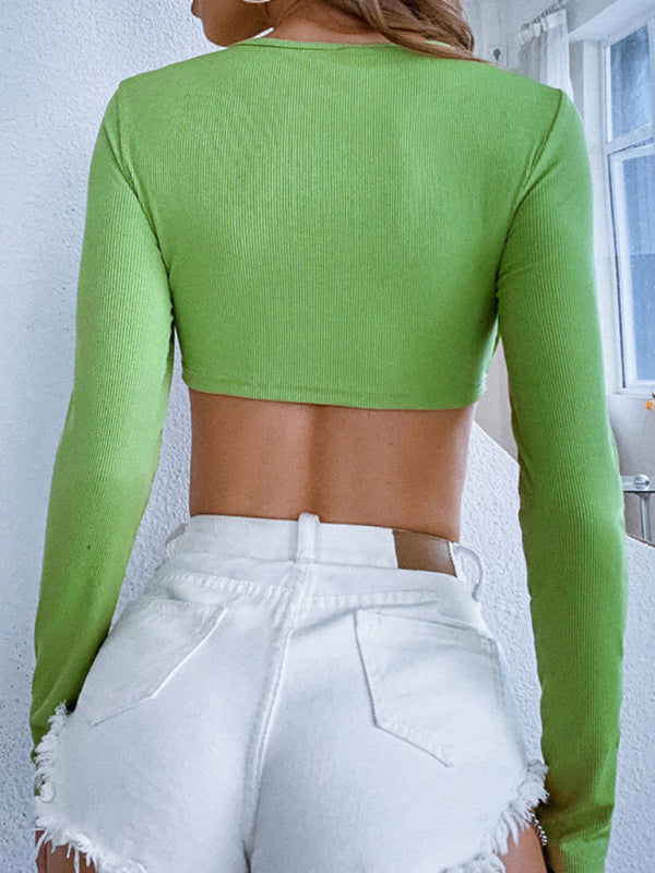 Women’s Long Sleeves Cropped Waist Top