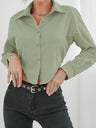 Women's Irregular Hem Lapel Elegant Long Sleeve Shirt