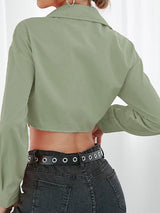 Women's Irregular Hem Lapel Elegant Long Sleeve Shirt