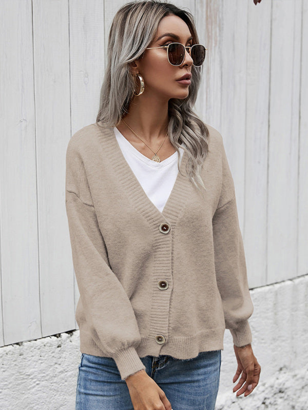 Women's Casual V-Neck Knit Sweater Cardigan