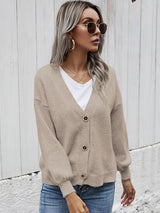 Women's Casual V-Neck Knit Sweater Cardigan