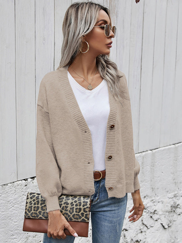 Women's Casual V-Neck Knit Sweater Cardigan
