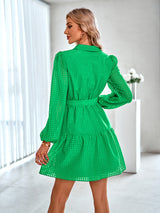 Women's single breasted slim fit solid Plaid Dress