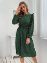 Women's ruffle polka dot long sleeve dress