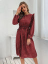 Women's ruffle polka dot long sleeve dress
