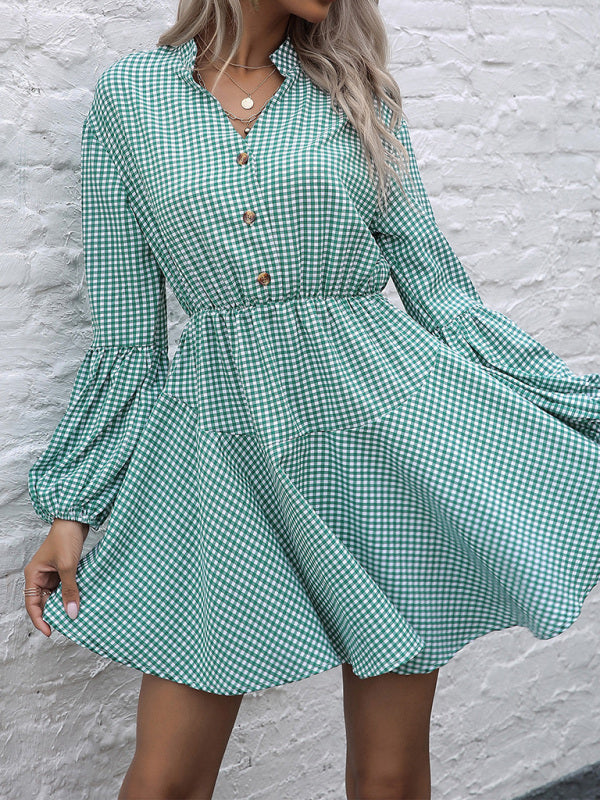 Women's fashion standing collar leopard print dress