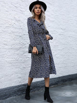 Women's ruffle collar long-sleeved floral dresses