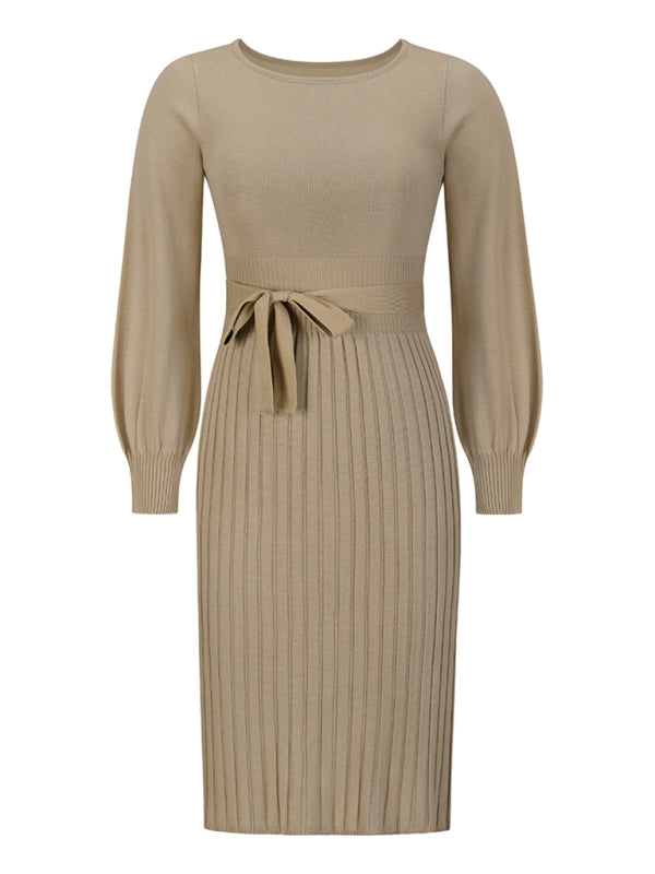 Women’s Mid Length Pleated Long Sleeve Dress