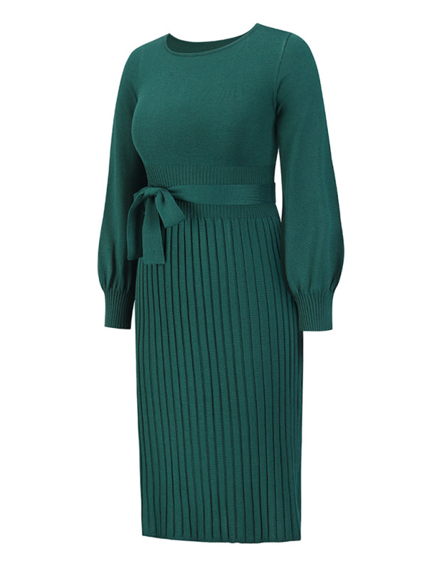 Women’s Mid Length Pleated Long Sleeve Dress