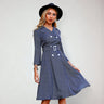 Women’s Overcoat Inspired Long Sleeve Dress With Waist Belt And Buttoned Front