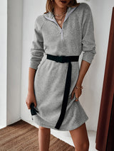 Women's Simple Sporty Mid Zip Casual Dress