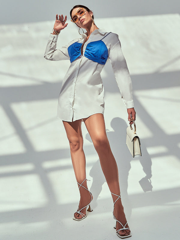 Women's Cup Bust Button Front Shirtdress