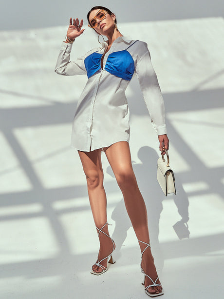 Women's Cup Bust Button Front Shirtdress