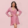 Women's deep V-neck ruffle mini dress