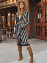 Women’s Striped V Neck Sweater Dress
