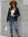 Women's Raglan Sleeve Button Twist Cable Cardigan