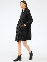 Women’s Double Breasted Buttons Pleats Dress Cardigan