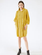 Women’s Double Breasted Buttons Pleats Dress Cardigan