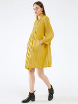 Women’s Double Breasted Buttons Pleats Dress Cardigan