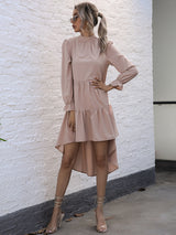 Women's long-sleeved commuter dovetail dress
