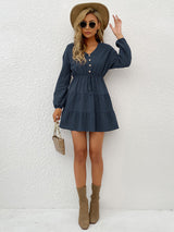 Women's button decorated pullover casual dress