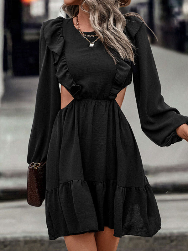 Women’s Adorable Ruffle Side Cutout Dress