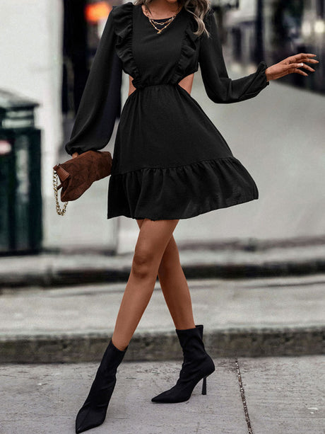 Women’s Adorable Ruffle Side Cutout Dress