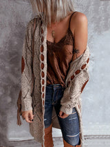 Casual Panel Hooded Colorblock Cardigan Sweater