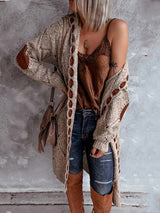Casual Panel Hooded Colorblock Cardigan Sweater