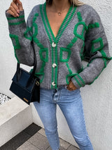$42.91 Contrast Single-Breasted Drop-Sleeve Sleeve Sweater Cardigan