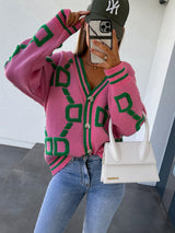 $42.91 Contrast Single-Breasted Drop-Sleeve Sleeve Sweater Cardigan