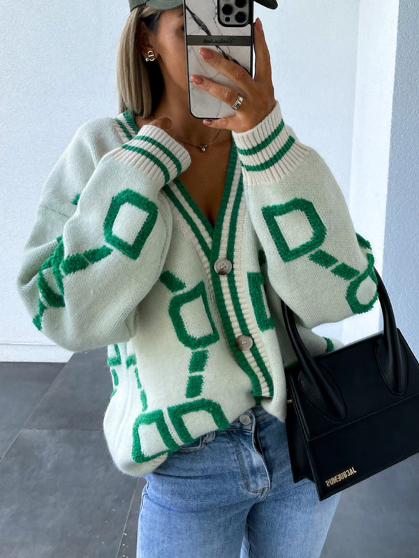 $42.91 Contrast Single-Breasted Drop-Sleeve Sleeve Sweater Cardigan