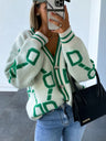 $42.91 Contrast Single-Breasted Drop-Sleeve Sleeve Sweater Cardigan