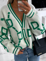 $42.91 Contrast Single-Breasted Drop-Sleeve Sleeve Sweater Cardigan