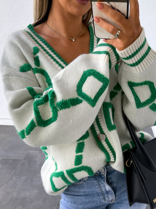 $42.91 Contrast Single-Breasted Drop-Sleeve Sleeve Sweater Cardigan